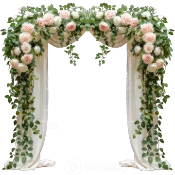 a wedding arch decorated with flowers and greene