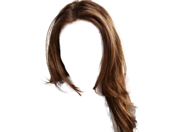 a woman's head with long brown hair