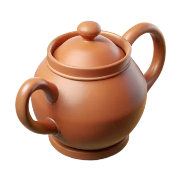 a clay teapot on a white background