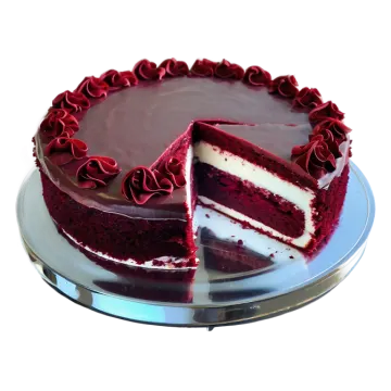 a red velvet cake on a silver plate
