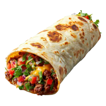 a burritoa filled with meat and vegetables