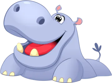 a cartoon hippoo sitting on the ground