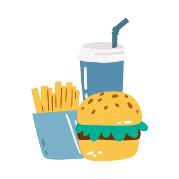 a hamburger and french fries with a drink