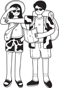 a boy and girl with backpacks coloring page
