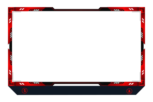 a red and black frame with arrows on it