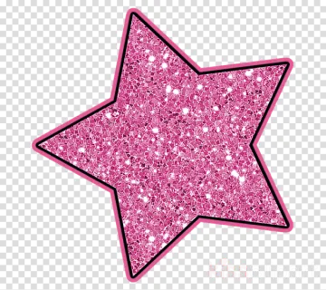 a pink glitter star on transparent background
