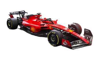 a red race car on a white background