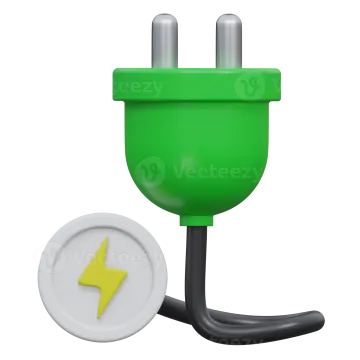 a green plug with a yellow lightning symbol on it