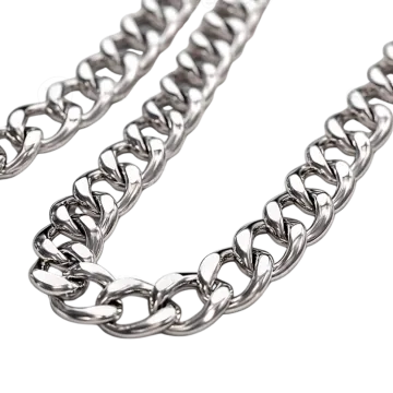 a silver chain on a white background