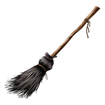 a black broom on a white background