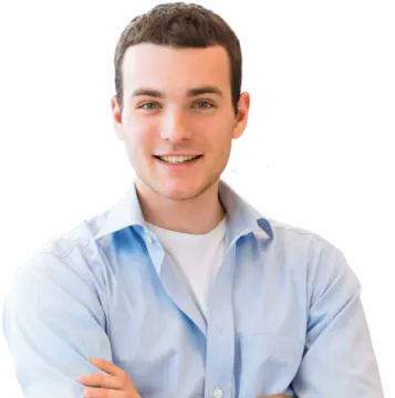 a man in a blue shirt with his arms crossed