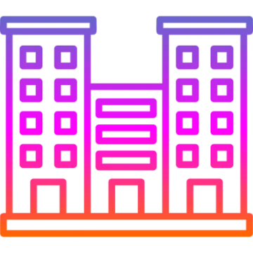 an icon of a building with many windows