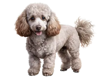 a small white dog standing on a white background