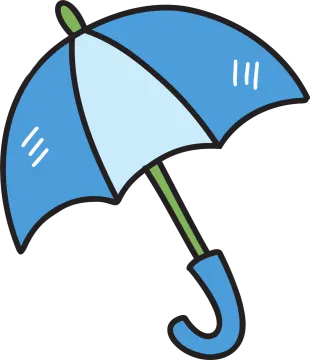 a blue umbrella on a white background