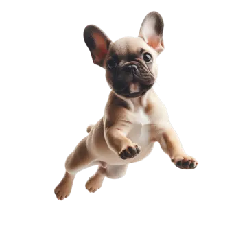 a small dog is jumping in the air