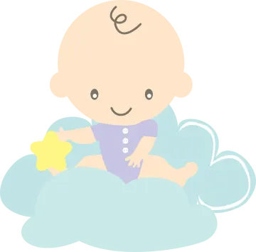 a baby sitting on top of a cloud