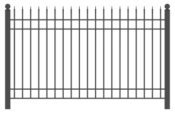 a black metal fence on a white background