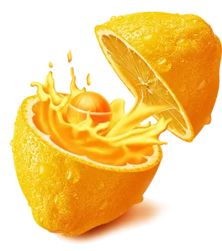an orange juice splash