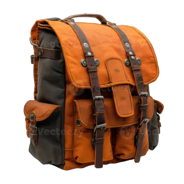 a brown and black backpack with leather straps