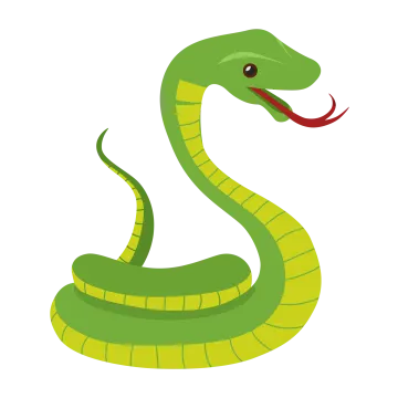 a green snake with a red tongue