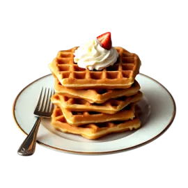 a stack of was on a plate with a fork