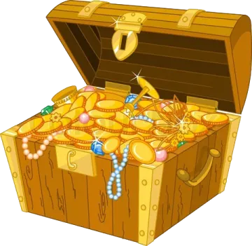 a wooden chest filled with gold coins