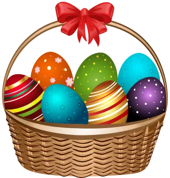 a basket filled with colorful easter eggs