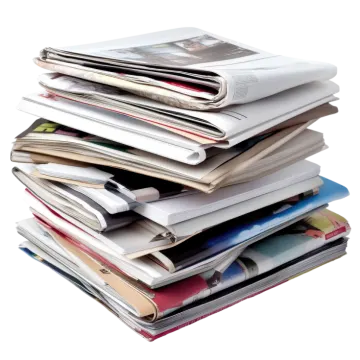 stack of magazines isolated on white background
