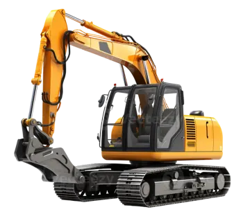 a yellow and black exor digger machine
