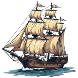 an old sailing ship with sails