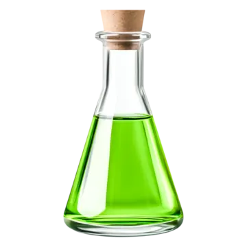a bottle filled with green liquid