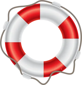 a red and white life preserver