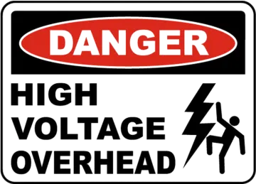 danger sign - high voltage overhead