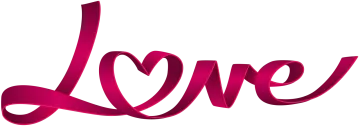 the word love with a pink ribbon around it