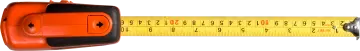 an orange tape measures the width of a ruler