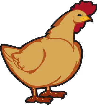 a brown chicken with a red comb on its head