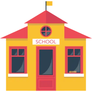 a school building with the word school on it