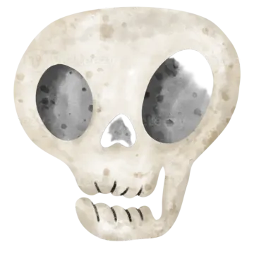a watercolor painting of a skull