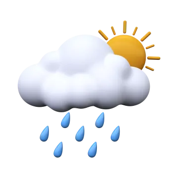 a cloud with rain and sun on it