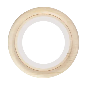 a wooden ring on a white background
