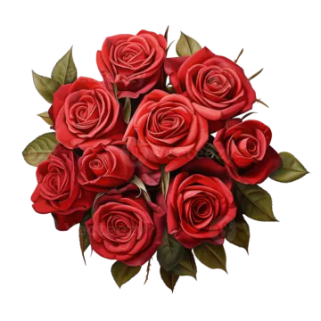a bouquet of red roses with green leaves