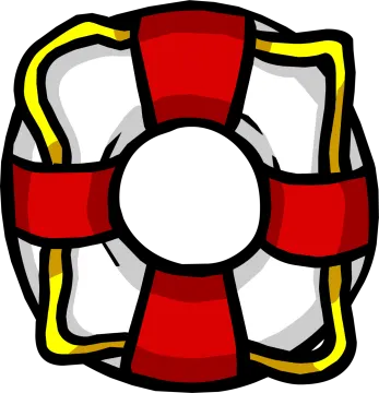 a red and yellow life preserveer