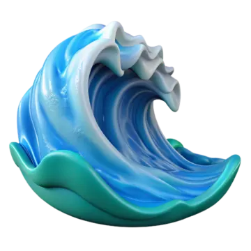a blue and white wave on a white background