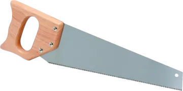 a hand saw with a wooden handle