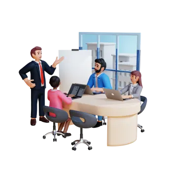 a group of people sitting around a conference table