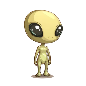 a cartoon alien with big eyes