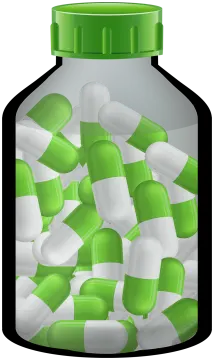 green and white pills