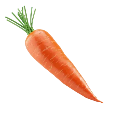 a carrot with green stems sticking out of it