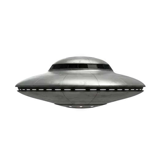 an alien flying saucer on a white background