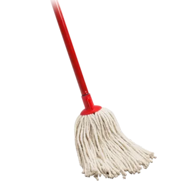 a red mop on a white background